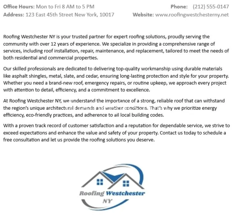 Roofing Westchester Ny