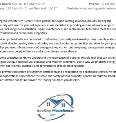 Roofing Westchester Ny