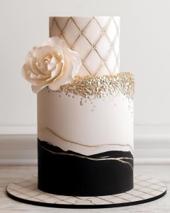 Black and gold two tire wedding-cake-69