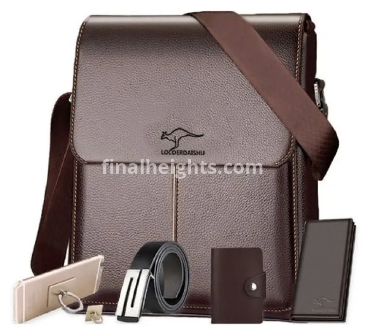 5 In1 Men's Briefcase Large Capacity Messenger Bag Business Bag - Brown