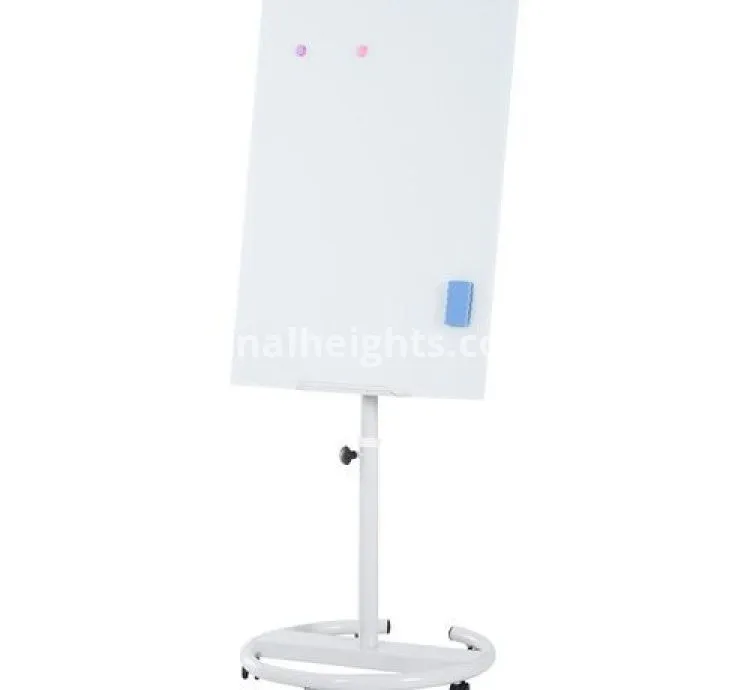 Round Base Rolling Whiteboard, Magnetic Mobile Dry Erase - White