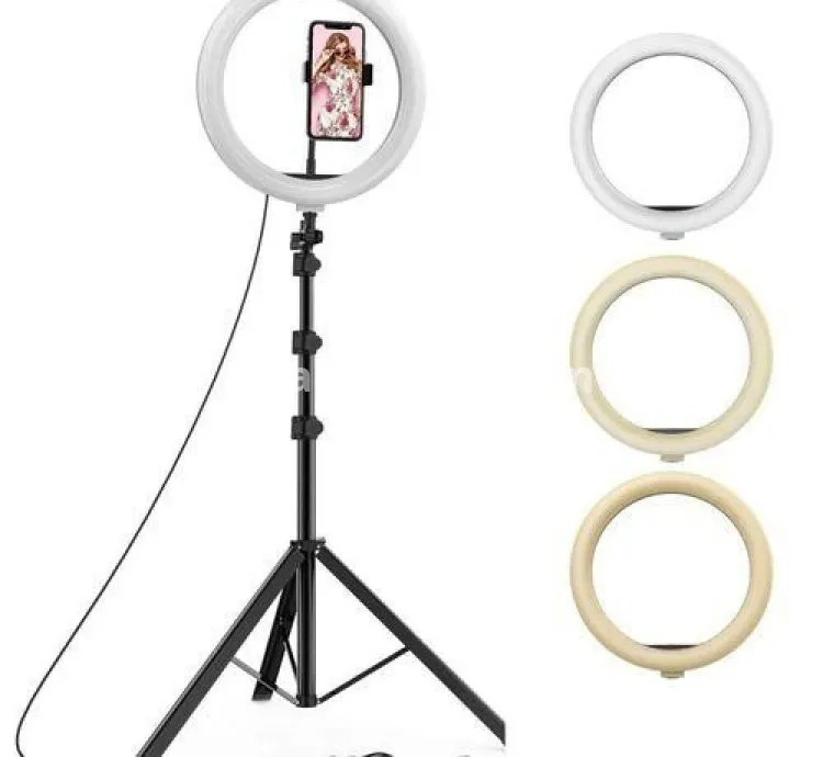 Universal 10 Inch LED Ringlight With 2.1m Tripod Stand and phone holder for live stream