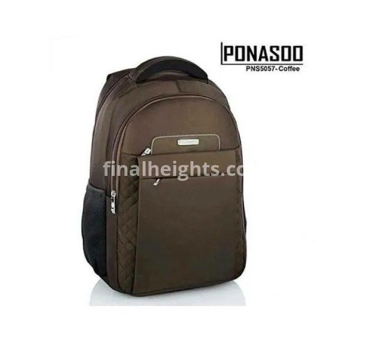 Ponasoo  Water-Resistant Laptop/School Bag - Strong Spacious & Stylish-BLACK/BROWN