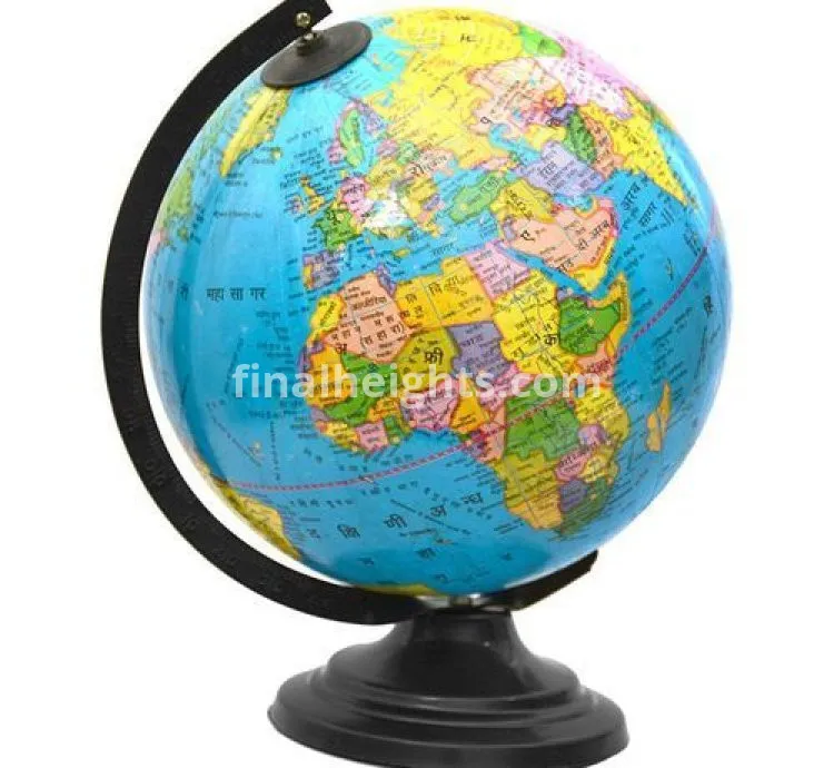 Awals Educational Rotating Desk & Table Top Political World Globe - Blue