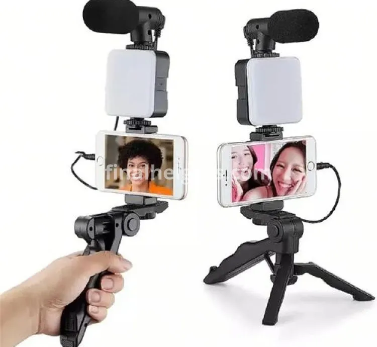Vlog Video Production Kit With Tripod - Black