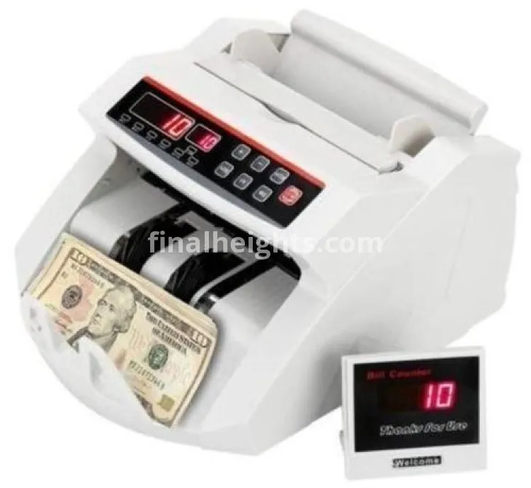New 2023 Money Cash Counting Bill Counter Bank Counterfeit Detector UV & Mg Machine-Black/White