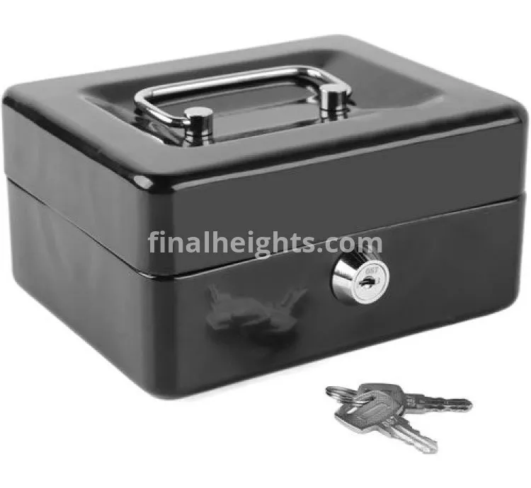 380L x 280W x 140 mm HC-66008 Robust Metal Cash Box, Secure Money Storage with Lock and Key - Versatile Solution for Home and Travel