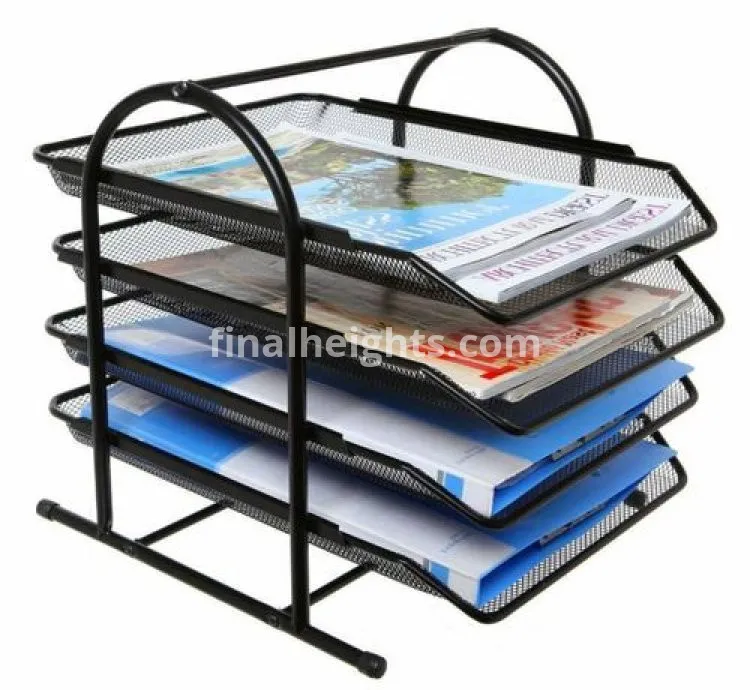 4 Layers Office Tray, metallic- Black