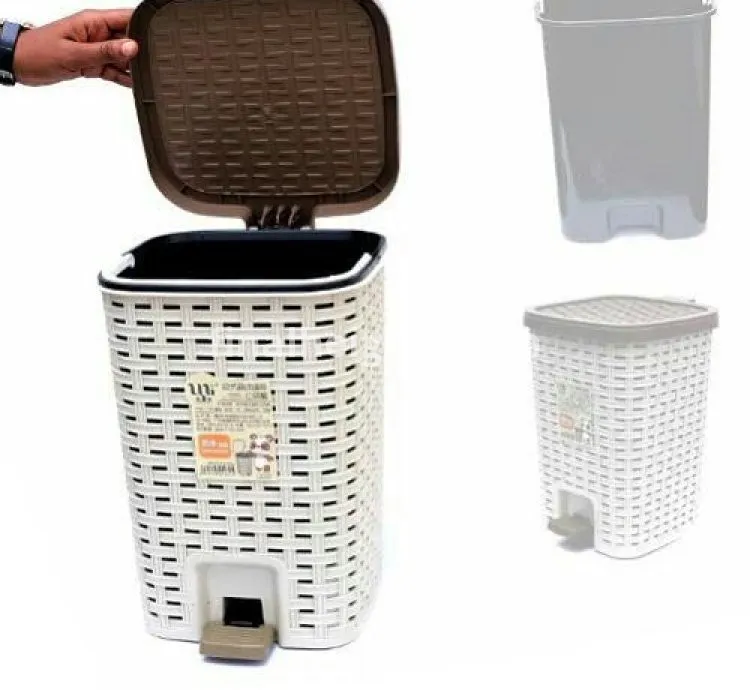 10L Dust Bin Lockable Pressing Type & Step Foot Pedal Trash Can Bucket Square Waste Bins with Lid Lock