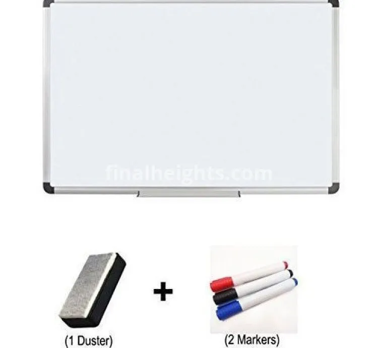 Wall Mount White Board(45x60cm) With Marker & Eraser - White
