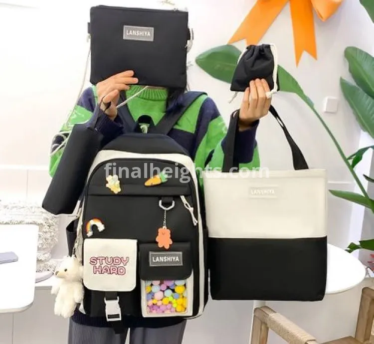 5 Pack Cute Kawaii School Bag Girls Beautiful Large Capacity School Bag