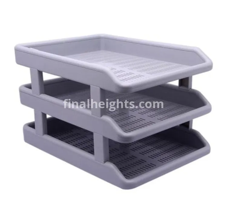 Genuine Deluxe Document Tray 3 Layer Hard Plastic-Grey