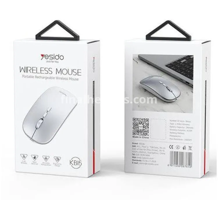 Yesido KB15 Slim 2.4G Rechargeable Wireless Mouse Silver