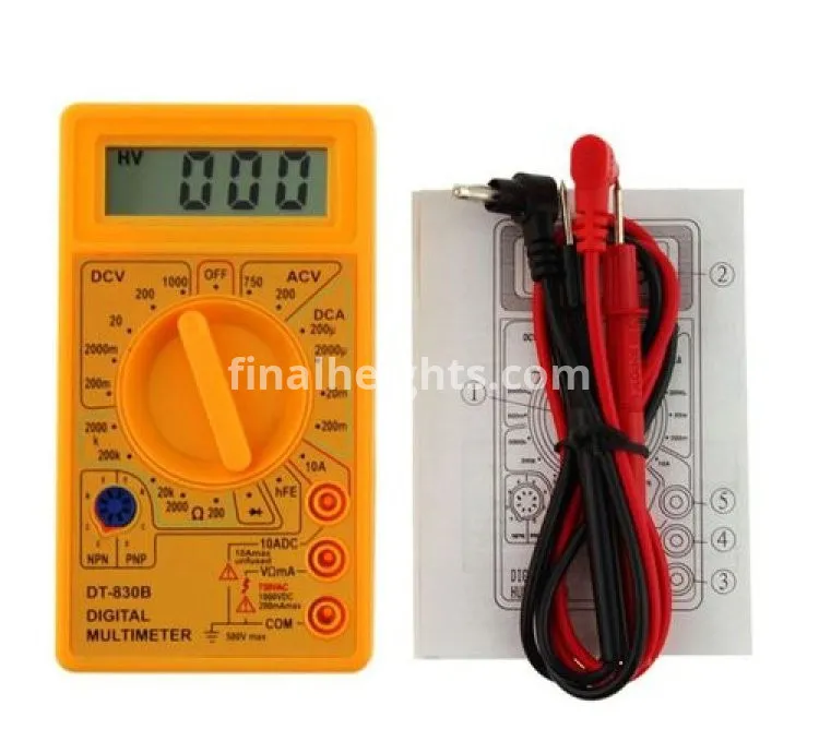 Digital Multimeter LCD Display DC/AC Voltage Current/A Resistance Multimeter-Yellow