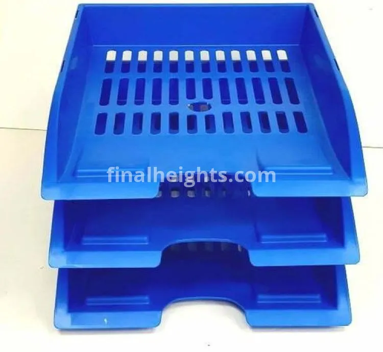3 Tier Plastic Papers Documents Filing Tray For Organizing Office Desk-Blue