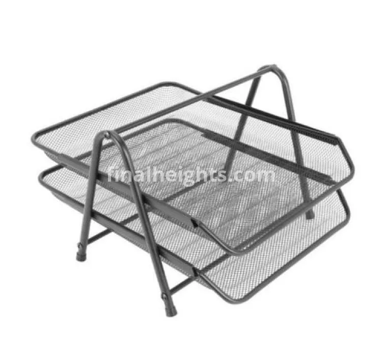 Genuine Mesh Office 2 Tier Document Tray File Desk Organizer- Mesh Metal - Black
