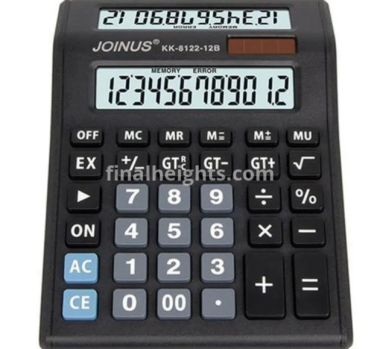 Joinus 12 Digit Large Lcd Display Calculator - Black