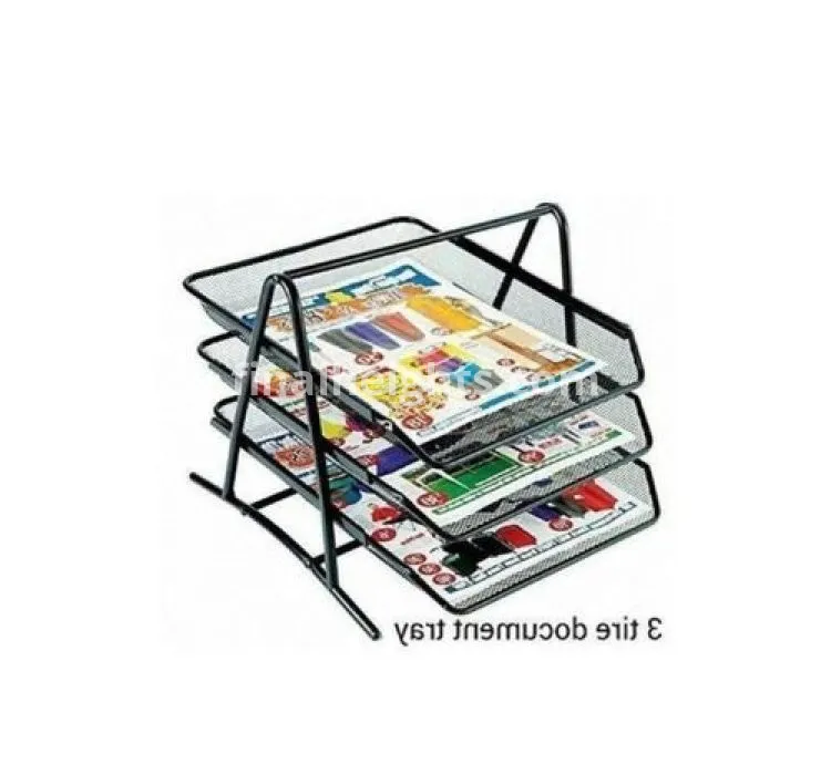 Genuine Document Tray 3 Tier + 2 Free Blue Pens + 1 Free Black Maker - Black