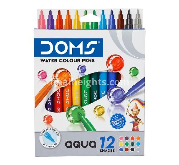 Doms AQUA WATER COLOR PENS - 12 Shades