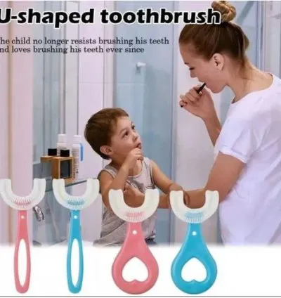 U Shaped Kid Tooth Brushes-Blue