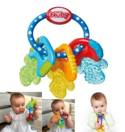 Nuby Icy Bite Keys ,Soothing Teether ,Multiple Teething Surfaces ,Refrigerator Safe ,Suitable from 3 Months Plus-Multi