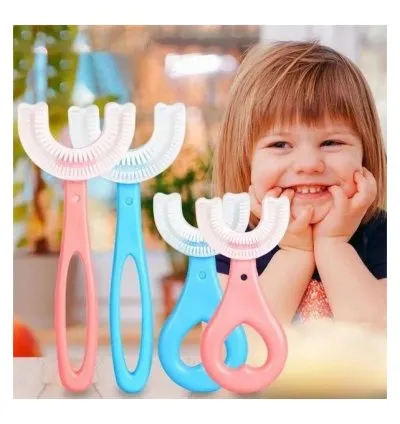 Baby Toothbrush Children 360 Degree U-shaped Child Toothbrush - Blue/Pink