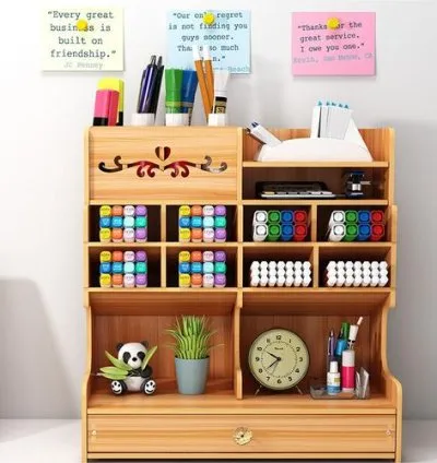 Wooden Pen Holder Storage Rack, Office Stationery/Document Storage Box 1