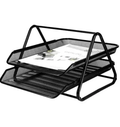 2 Layers Office Tray, Mettalic - Black 1
