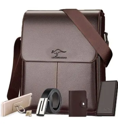 5 In1 Men's Briefcase Large Capacity Messenger Bag Business Bag - Brown 1