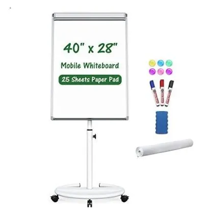 Flipchart Stand With Marker, Eraser & 25 Sheet Papers-White 1
