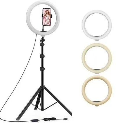 Universal 10 Inch LED Ringlight With 2.1m Tripod Stand and phone holder for live stream 1