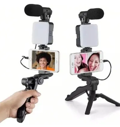 Vlog Video Production Kit With Tripod - Black 1