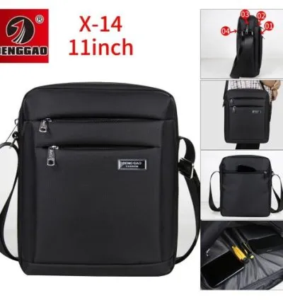 11 Inch Messenger Bag, Small Crossbody Bags for Men Women, Casual Sling Pack Shoulder Bag Side Bags Man Purse Water Resistant for Travel Work Business Office School- Black 1