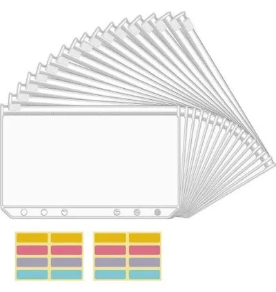 915 Generation 16PCS A6 Binder Pockets 6 Holes Budget Cash Envelopes Clear