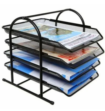 4 Layers Office Tray, metallic- Black