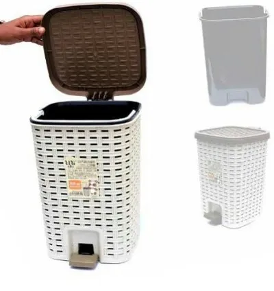 10L Dust Bin Lockable Pressing Type & Step Foot Pedal Trash Can Bucket Square Waste Bins with Lid Lock