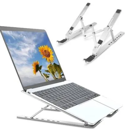 Portable Laptop Stand Foldable Multi-Angle Adjustable Computer Stand- Color Silver.