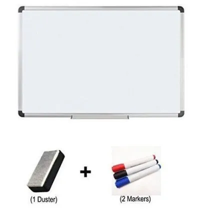 Wall Mount White Board(45x60cm) With Marker & Eraser - White