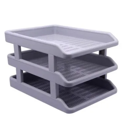 Genuine Deluxe Document Tray 3 Layer Hard Plastic-Grey 1