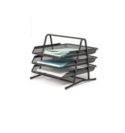 Genuine Mesh Office 3 Tier Document Tray File Desk Organizer- Mesh Metal - Black 1