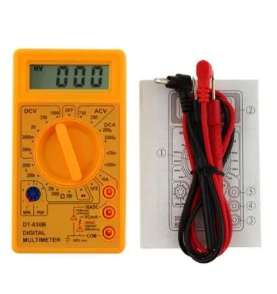 Digital Multimeter LCD Display DC/AC Voltage Current/A Resistance Multimeter-Yellow 1