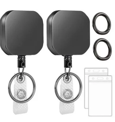 Square Retractable Badge Holders Reel With Plastic ID Card 1