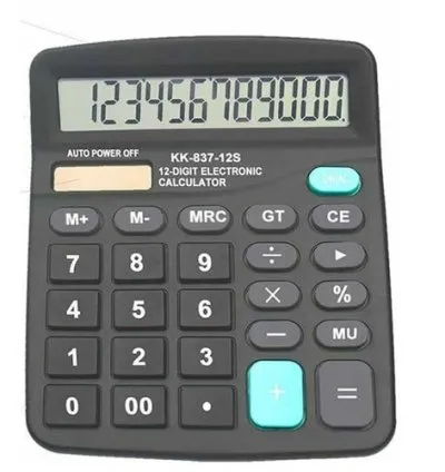 12 Digit Large Lcd Display Calculator - Black 1