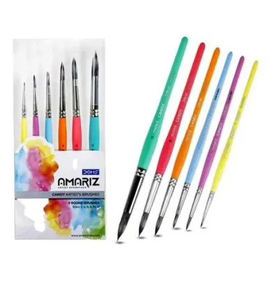 Doms AMARIZ, Candy Artists Brushes (Round) Set of 6 Brushes, Pack of 1 1