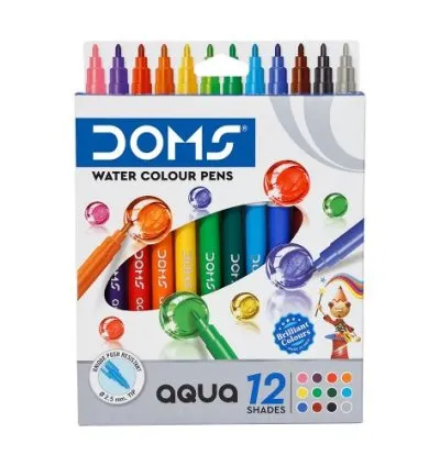 Doms AQUA WATER COLOR PENS - 12 Shades 1