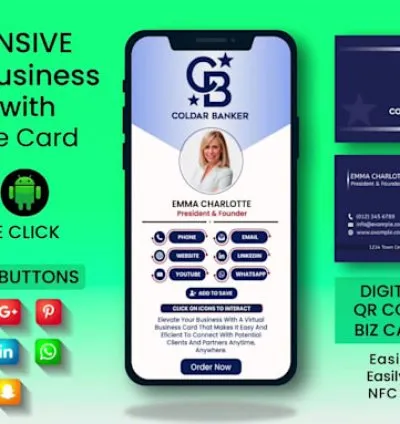 I will do great clickable digital business card, vcard, physical card with qr code