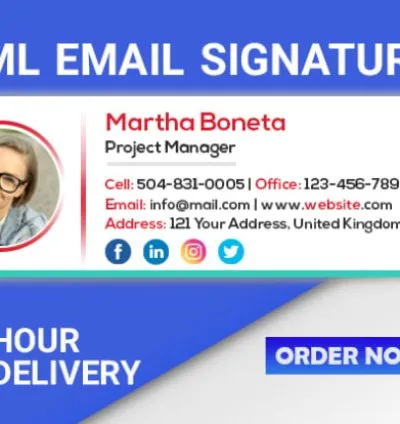 I will create html email signature outlook signature mail signature