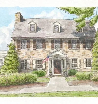 I will sketch and watercolor of buildings, houses and other places